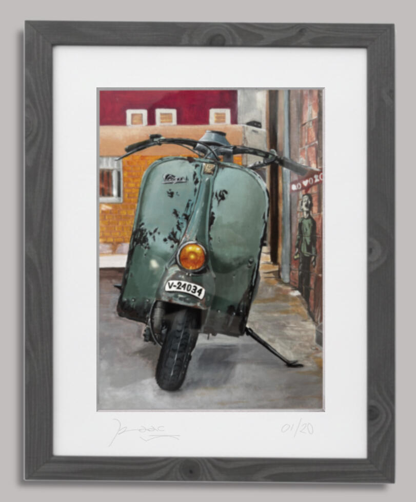 Vespa 125U · Acrílico sobre lienzo Obra original · Pieza única. Existe edición Fine Art derivada de la obra original