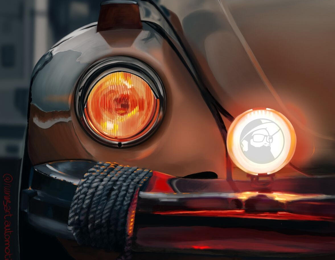 VW Beetle Embers · Pintura digital Edición limitada · Fine Art Impresión giclée fine art de pintura digital sobre papel de algodón de calidad museo, producida con pigmentos minerales y ediciones limitadas certificadas